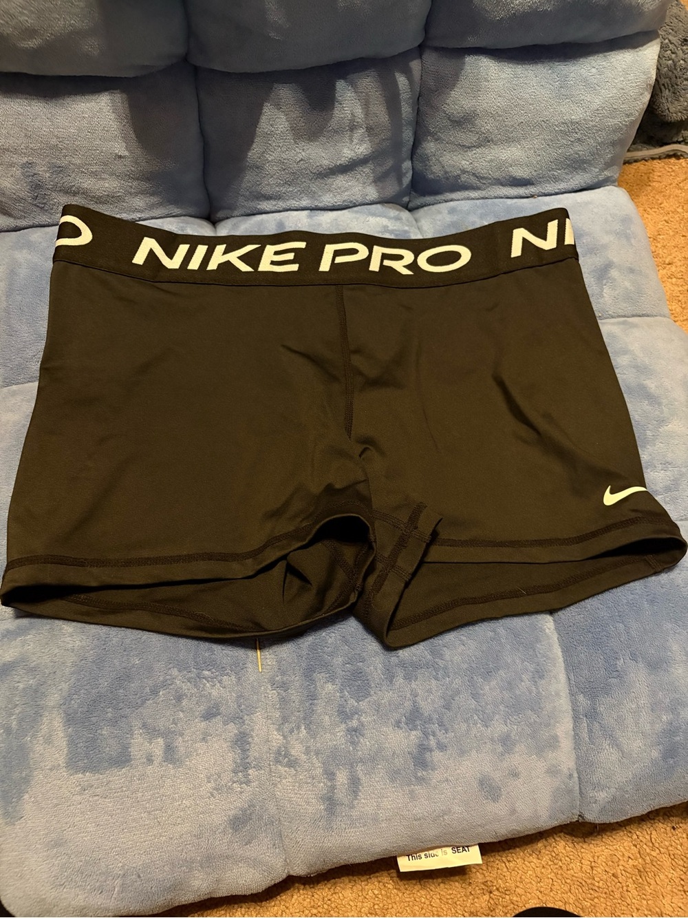Nike Black Pro Compression Athletic Shorts with White Logo